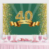 Grün Und Golden Bokeh Glücklich 40 Geburtstag Hintergrund